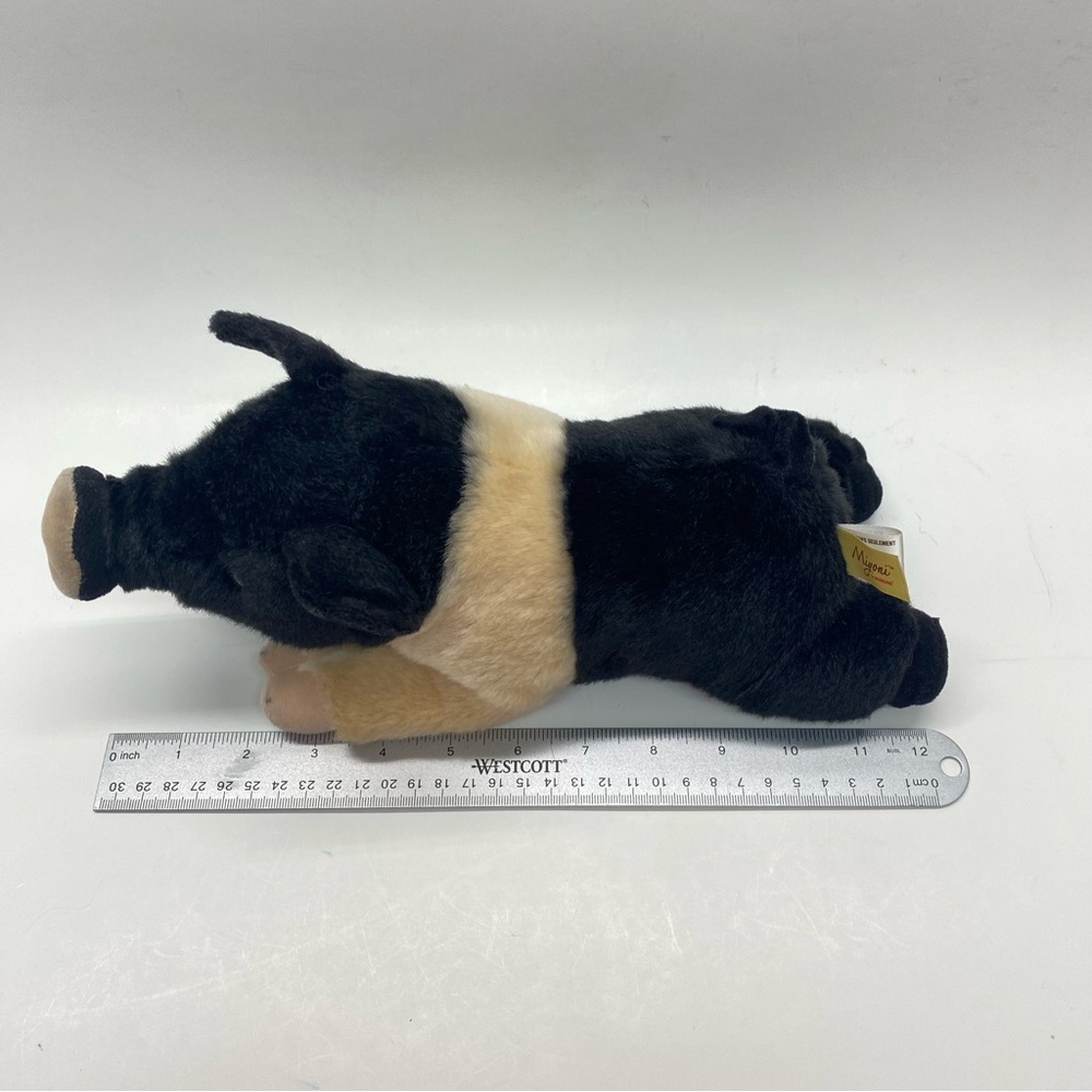 Aurora Miyoni Hampshire Pig Stuffed Animal Plush Black & Beige Life Like Toy - Picture 11 of 13